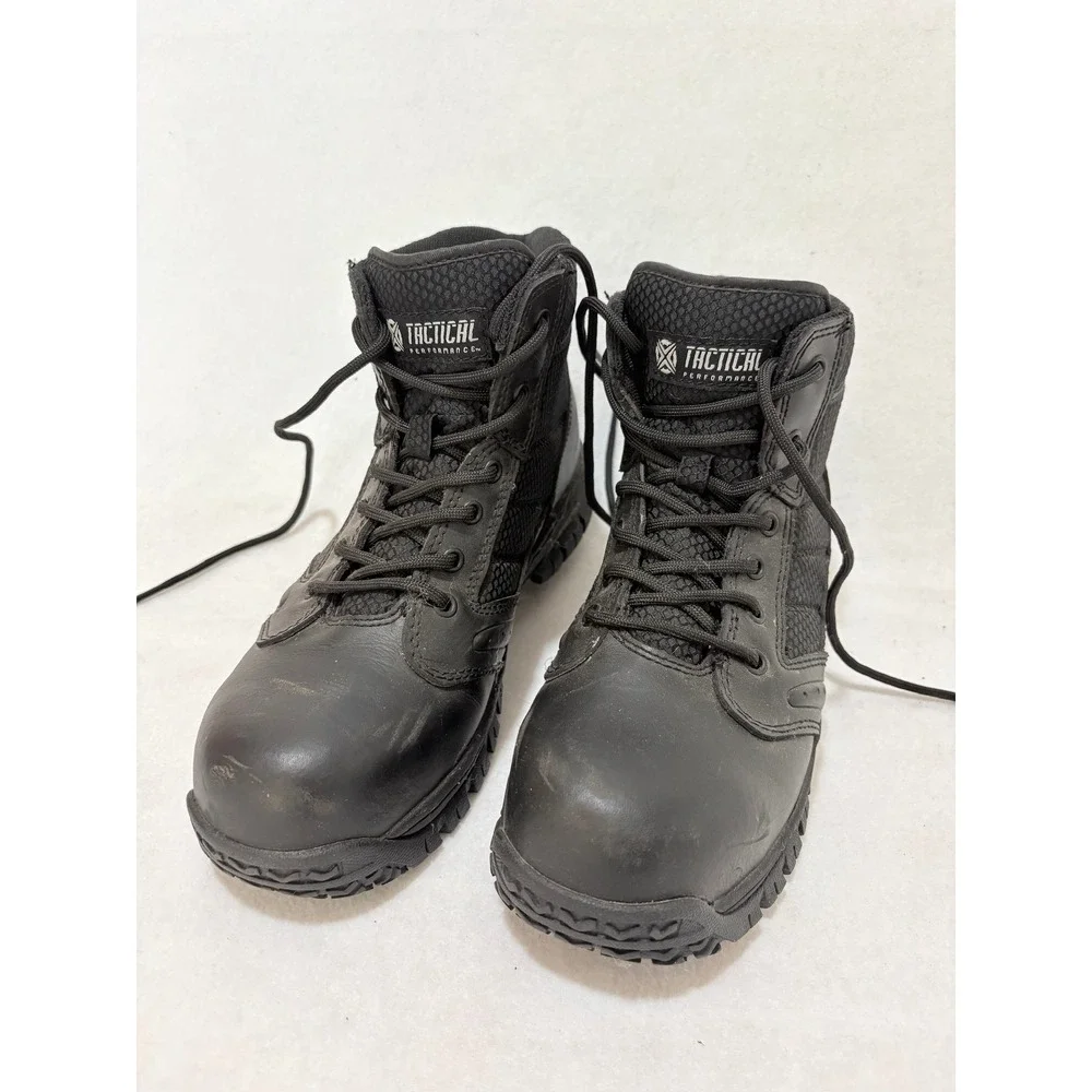 Tactical Performance Steel Toe Work Boots Mens Black Leather‎ ASTM Size 10